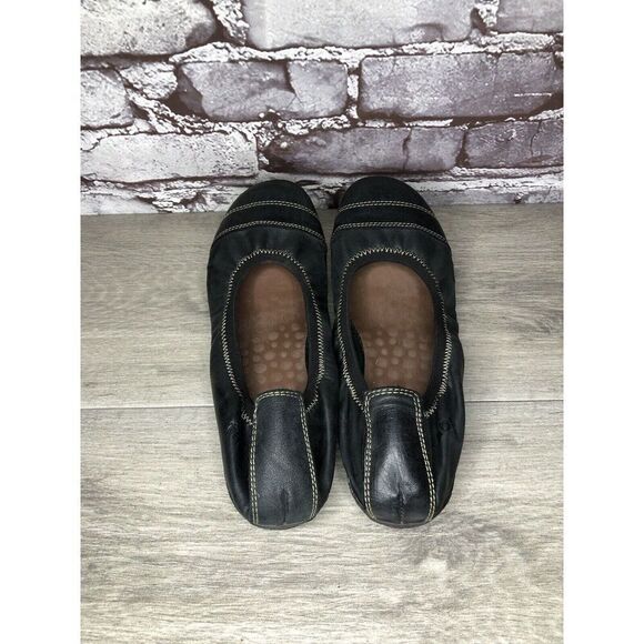 Taos Black Leather Slip On Elastic Ballet Flats Shoes Women Sz 39EU/8.5M US - Picture 7 of 16